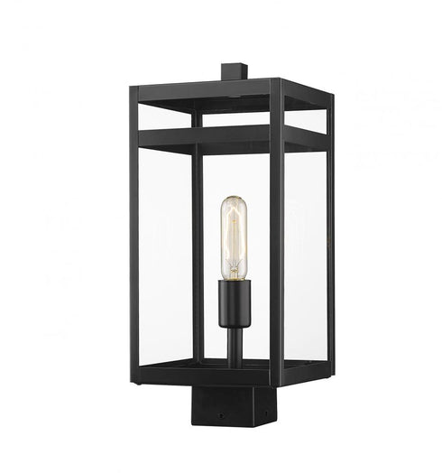 Z-Lite Nuri 1 Light Outdoor Post Mount Fixture in Black Finish Model: 596PHMS-BK