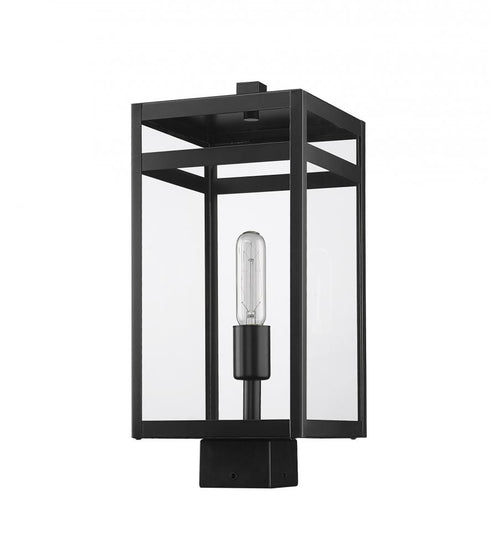 Z-Lite Nuri 1 Light Outdoor Post Mount Fixture in Black Finish Model: 596PHMS-BK