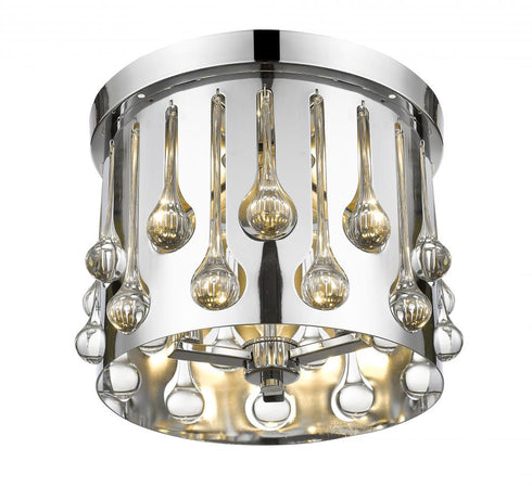 Z-Lite Oberon 3 Light Flush Mount in Chrome Finish Model: 453RF13CH