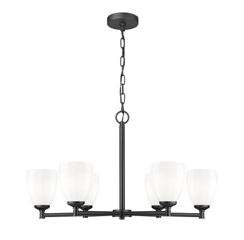 Z-Lite Oren 6 Light Chandelier in Matte Black Finish Model: 7004-6MB