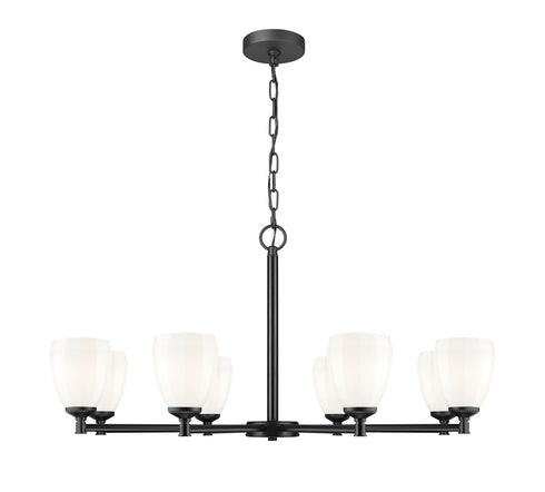 Z-Lite Oren 8 Light Chandelier in Matte Black Finish Model: 7004-8MB