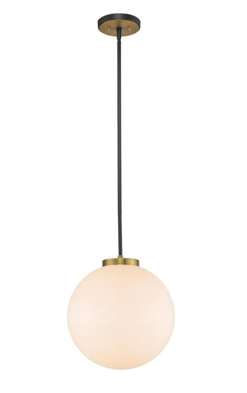 Z-Lite Parsons 1 Light Pendant in Matte Black + Olde Brass Finish Model: 477P14-MB-OBR