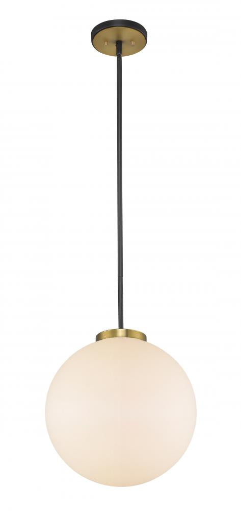 Z-Lite Parsons 1 Light Pendant in Matte Black + Olde Brass Finish Model: 477P14-MB-OBR