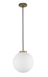 Z-Lite Parsons 1 Light Pendant in Matte Black + Olde Brass Finish Model: 477P14-MB-OBR