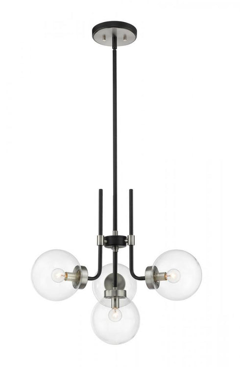 Z-Lite Parsons 4 Light Chandelier in Matte Black + Brushed Nickel Finish Model: 477-4MB-BN