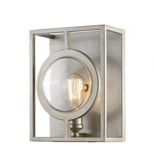 Z-Lite Port 1 Light Wall Sconce in Antique Silver Finish Model: 448-1S-B-AS