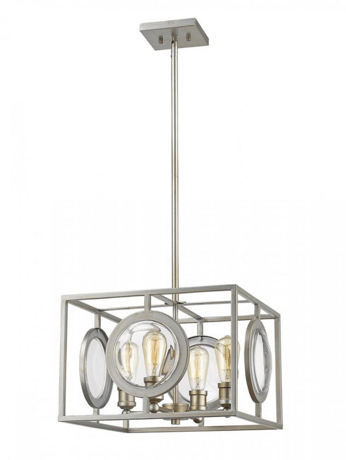 Z-Lite Port 4 Light Pendant in Antique Silver Finish Model: 448-16AS