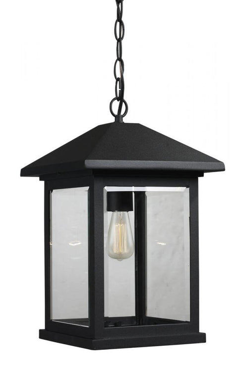 Z-Lite Portland 1 Light Outdoor Chain Mount Ceiling Fixture in Black Finish Model: 531CHB-BK