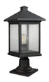 Z-Lite Portland 1 Light Outdoor Pier Mounted Fixture in Black Finish Model: 531PHBR-533PM-BK