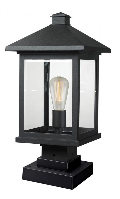 Z-Lite Portland 1 Light Outdoor Pier Mounted Fixture in Black Finish Model: 531PHBS-SQPM-BK