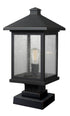 Z-Lite Portland 1 Light Outdoor Pier Mounted Fixture in Black Finish Model: 531PHBS-SQPM-BK