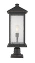 Z-Lite Portland 1 Light Outdoor Pier Mounted Fixture in Black Finish Model: 531PHBXLR-533PM-BK