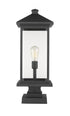 Z-Lite Portland 1 Light Outdoor Pier Mounted Fixture in Black Finish Model: 531PHBXLS-SQPM-BK