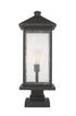 Z-Lite Portland 1 Light Outdoor Pier Mounted Fixture in Black Finish Model: 531PHBXLS-SQPM-BK