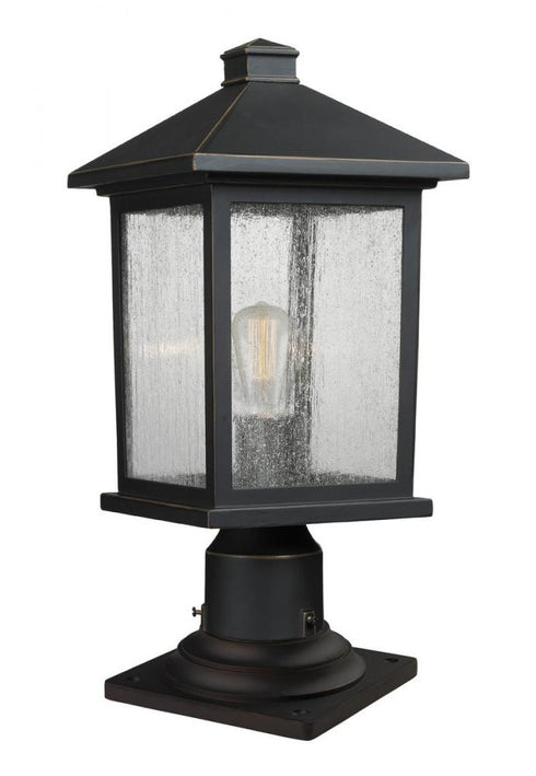 Z-Lite Portland 1 Light Outdoor Pier Mounted Fixture in Black Finish Model: 531PHMR-533PM-BK