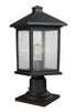 Z-Lite Portland 1 Light Outdoor Pier Mounted Fixture in Black Finish Model: 531PHMR-533PM-BK