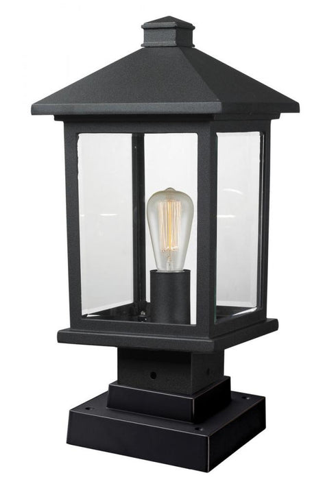 Z-Lite Portland 1 Light Outdoor Pier Mounted Fixture in Black Finish Model: 531PHMS-SQPM-BK