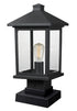 Z-Lite Portland 1 Light Outdoor Pier Mounted Fixture in Black Finish Model: 531PHMS-SQPM-BK