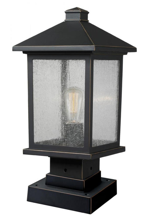 Z-Lite Portland 1 Light Outdoor Pier Mounted Fixture in Black Finish Model: 531PHMS-SQPM-BK