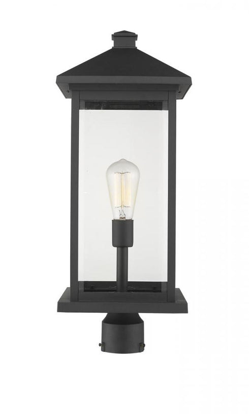 Z-Lite Portland 1 Light Outdoor Post Mount Fixture in Black Finish Model: 531PHBXLR-BK