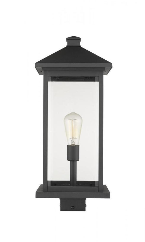 Z-Lite Portland 1 Light Outdoor Post Mount Fixture in Black Finish Model: 531PHBXLS-BK
