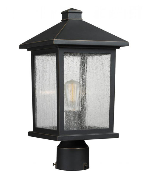 Z-Lite Portland 1 Light Outdoor Post Mount Fixture in Black Finish Model: 531PHMR-BK