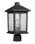 Z-Lite Portland 1 Light Outdoor Post Mount Fixture in Black Finish Model: 531PHMR-BK