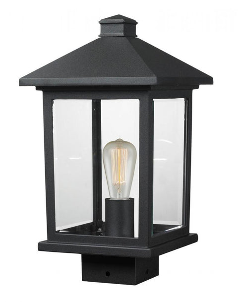 Z-Lite Portland 1 Light Outdoor Post Mount Fixture in Black Finish Model: 531PHMS-BK