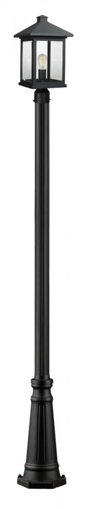 Z-Lite Portland 1 Light Outdoor Post Mounted Fixture in Black Finish Model: 531PHBR-519P-BK