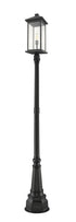 Z-Lite Portland 1 Light Outdoor Post Mounted Fixture in Black Finish Model: 531PHBXLR-564P-BK