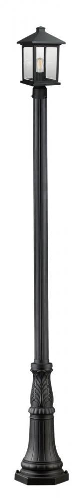 Z-Lite Portland 1 Light Outdoor Post Mounted Fixture in Black Finish Model: 531PHMR-518P-BK