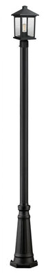 Z-Lite Portland 1 Light Outdoor Post Mounted Fixture in Black Finish Model: 531PHMR-519P-BK
