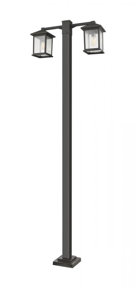 Z-Lite Portland 2 Light Outdoor Post Mounted Fixture in Black Finish Model: 531-2-536P-BK