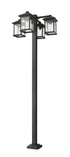 Z-Lite Portland 4 Light Outdoor Post Mounted Fixture in Black Finish Model: 531-4-536P-BK