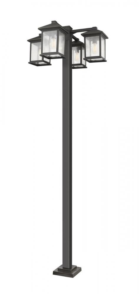 Z-Lite Portland 4 Light Outdoor Post Mounted Fixture in Black Finish Model: 531-4-536P-BK