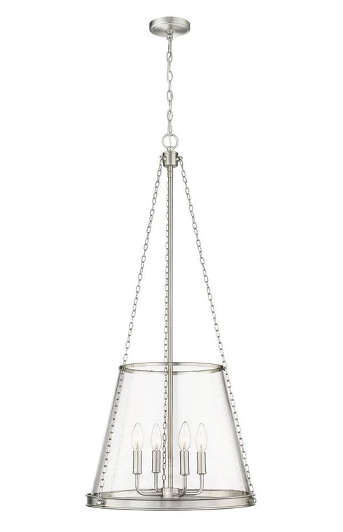 Z-Lite Prescott 4 Light Pendant in Brushed Nickel Finish Model: 341P18-BN