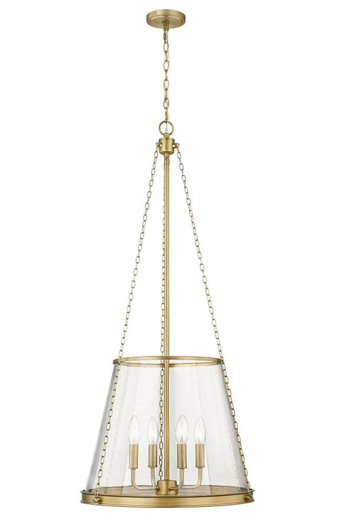Z-Lite Prescott 4 Light Pendant in Brushed Nickel Finish Model: 341P18-BN
