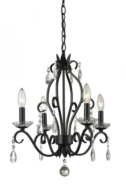 Z-Lite Princess Chandeliers 4 Light Chandelier in Matte Black Finish Model: 425MB