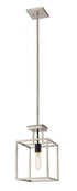 Z-Lite Quadra 1 Light Pendant in Brushed Nickel + Matte Black Finish Model: 456MP-BN-BK