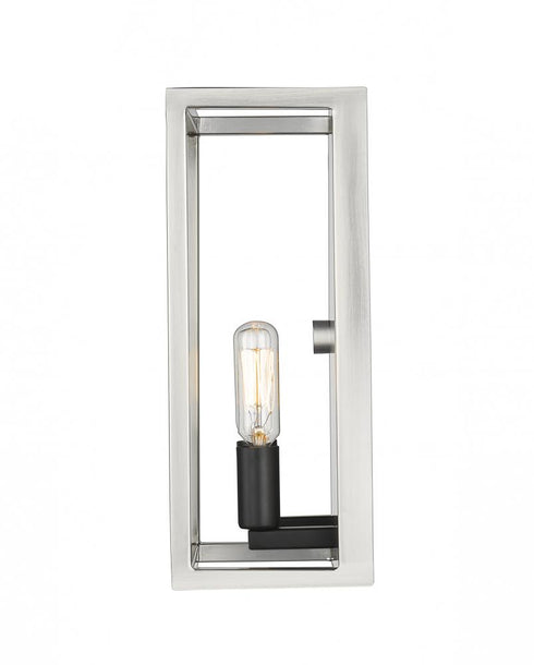 Z-Lite Quadra 2 Light Wall Sconce in Brushed Nickel + Matte Black Finish Model: 456-2S-BN-BK