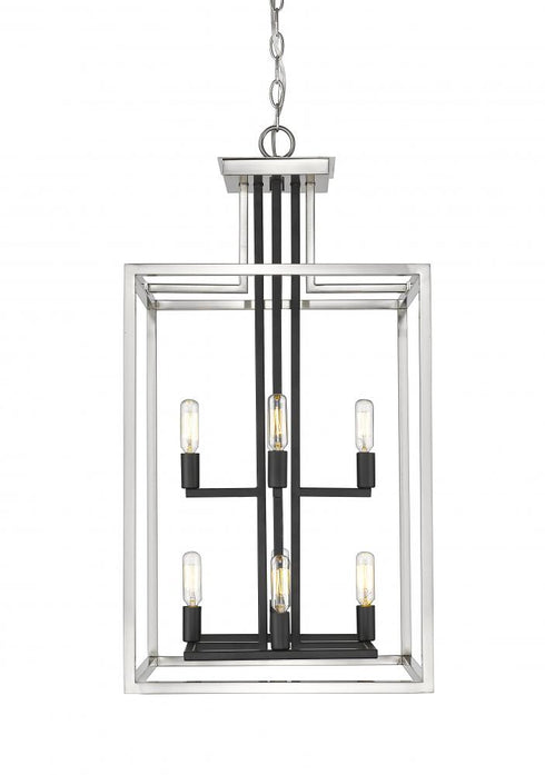 Z-Lite Quadra 8 Light Chandelier in Brushed Nickel + Matte Black Finish Model: 456-8BN-BK
