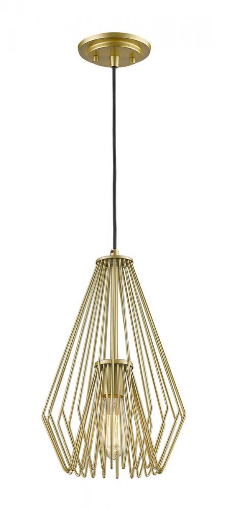 Z-Lite Quintus 1 Light Pendant in Brushed Nickel Finish Model: 442MP-BN