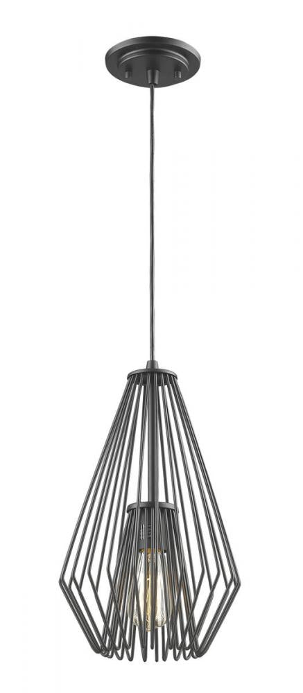 Z-Lite Quintus 1 Light Pendant in Brushed Nickel Finish Model: 442MP-BN