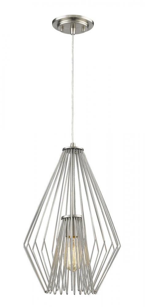 Z-Lite Quintus 1 Light Pendant in Brushed Nickel Finish Model: 442MP12-BN