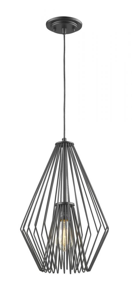 Z-Lite Quintus 1 Light Pendant in Brushed Nickel Finish Model: 442MP12-BN
