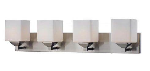 Z-Lite Quube 4 Light Vanity in Brushed Nickel Finish Model: 2104-4V