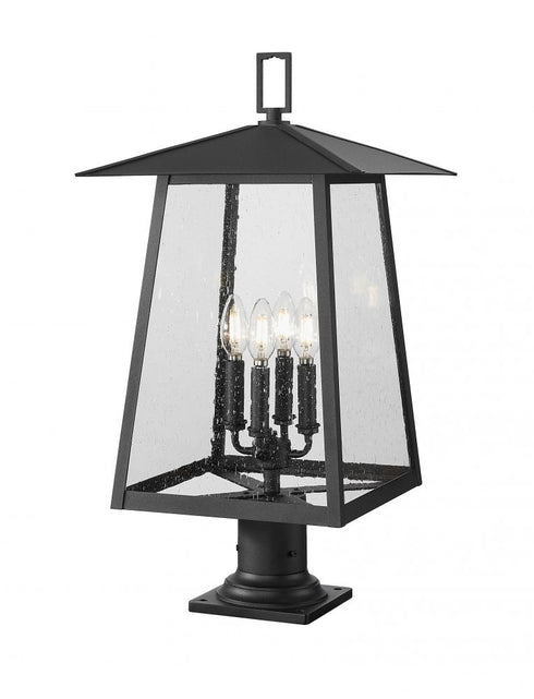 Z-Lite Rainer 4 Light Outdoor Pier Mounted Fixture in Black Finish Model: 5015PHBR-533PM-BK