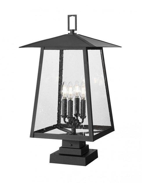 Z-Lite Rainer 4 Light Outdoor Pier Mounted Fixture in Black Finish Model: 5015PHBS-SQPM-BK