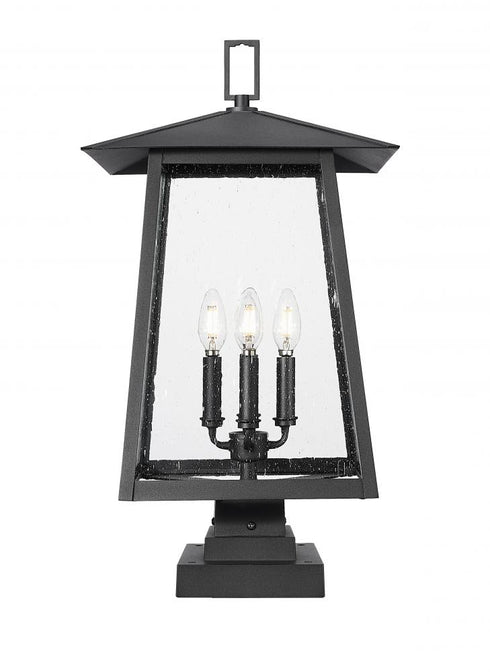 Z-Lite Rainer 4 Light Outdoor Pier Mounted Fixture in Black Finish Model: 5015PHBS-SQPM-BK