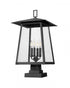 Z-Lite Rainer 4 Light Outdoor Pier Mounted Fixture in Black Finish Model: 5015PHBS-SQPM-BK